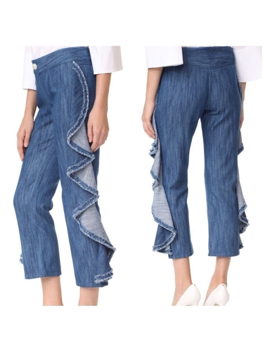 ALEXIS Nikko Straight Leg High Rise Cropped Ruffle Pants